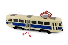Kovová električka česká retro modrá 16 cm - otváracie dvere