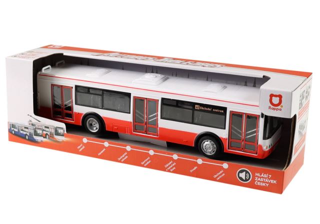 Autobus ktorý hlási zastávky česky 28 cm