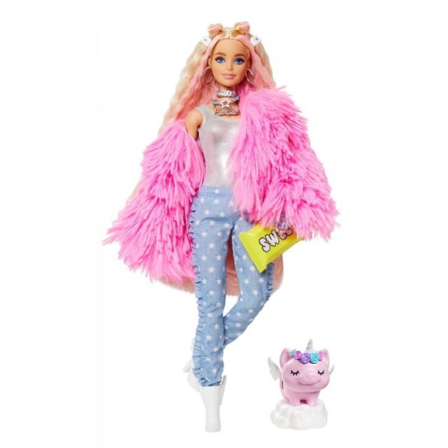Barbie Extra Stylová dlouhovláska s prasátkem, Mattel GRN28