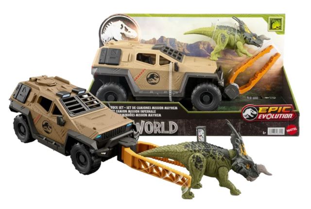 Pokud dinosaurus narazí do bočních dveří, převrátí se a kabina se oddělí!