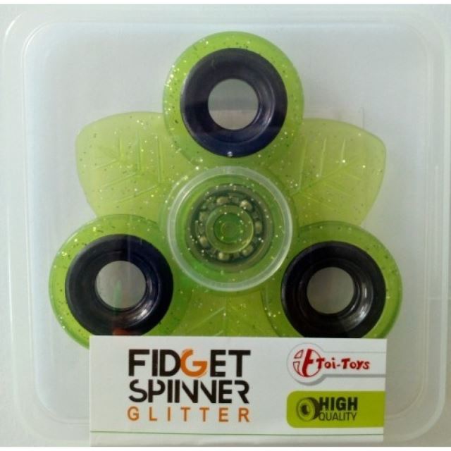 Fidget Spinner kov/plast, LEAF zelený