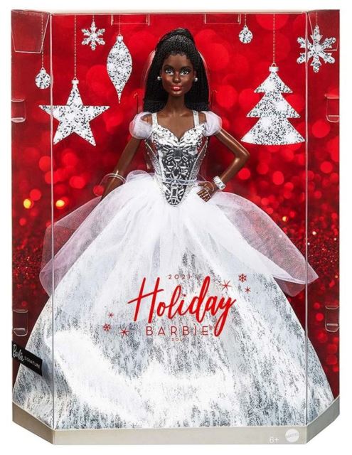 Mattel Barbie Vánoční panenka 2021 Černoška, GXL19