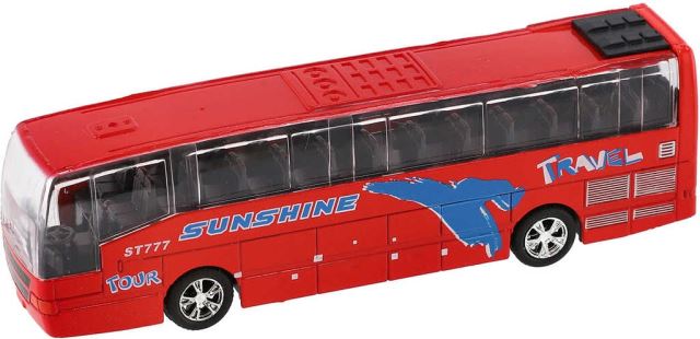 Autobus kovový so svetlom a zvukom 16 cm červený