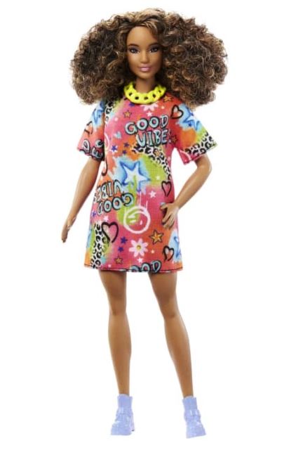 Barbie modelka 201 tričkové oversized šaty, Mattel HJT00
