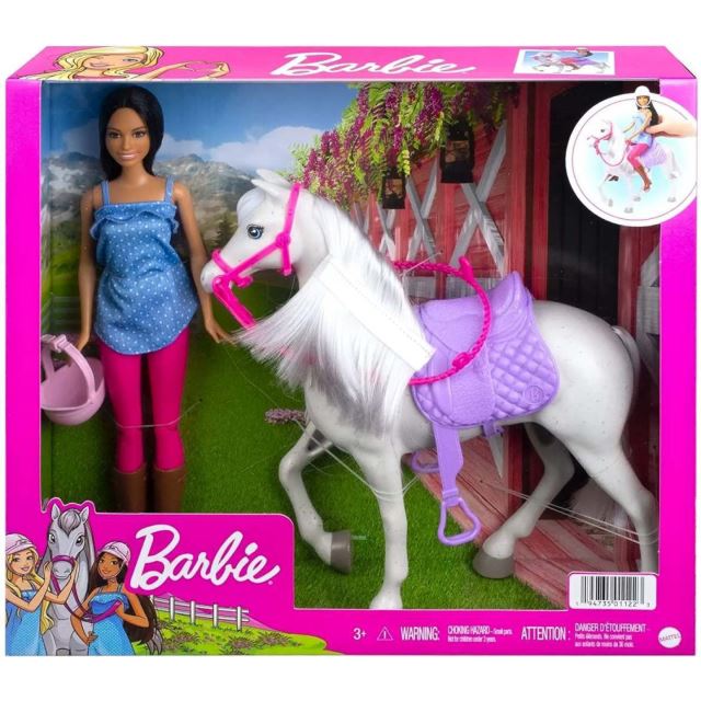 Mattel Barbie Bábika na vychádzke s koňom, HCJ53