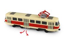 Kovová električka česká retro červená 16 cm - otváracie dvere