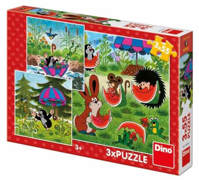 Dino Puzzle Krtko a paraplíčko 3x55 dielikov