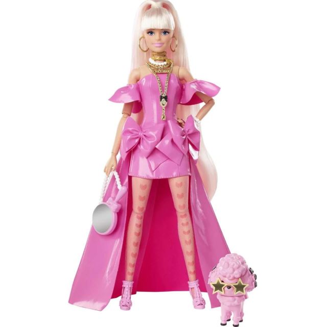 Barbie Extra Fancy Stylová dlouhovláska s růžovým pudlem, Mattel HHN12