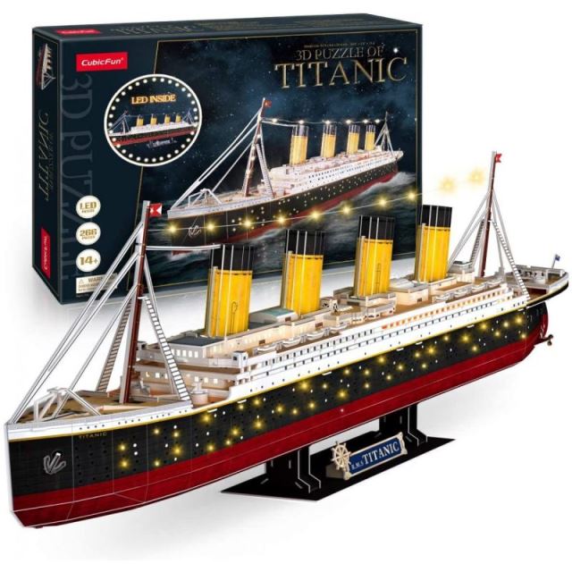 CubicFun 3D puzzle Titanic 88 cm, 266 dielikov, LED