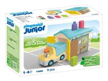 Playmobil 71686 JUNIOR: Vyklápěcí auto s garáží