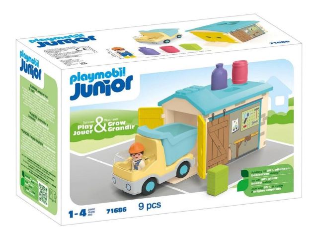 Playmobil 71686 JUNIOR: Vyklápacie auto s garážou