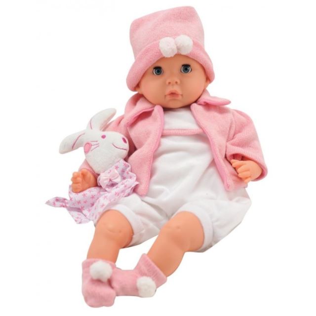 Panenka Bambolina miminko v růžovém pyžámku se zvířátkem 48cm