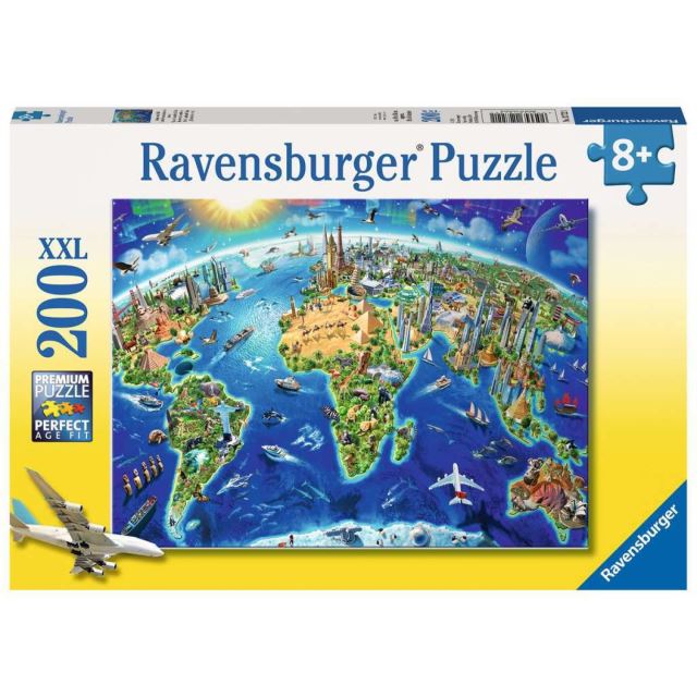Ravensburger 12722 Puzzle Veľká mapa sveta 200 dielikov XXL