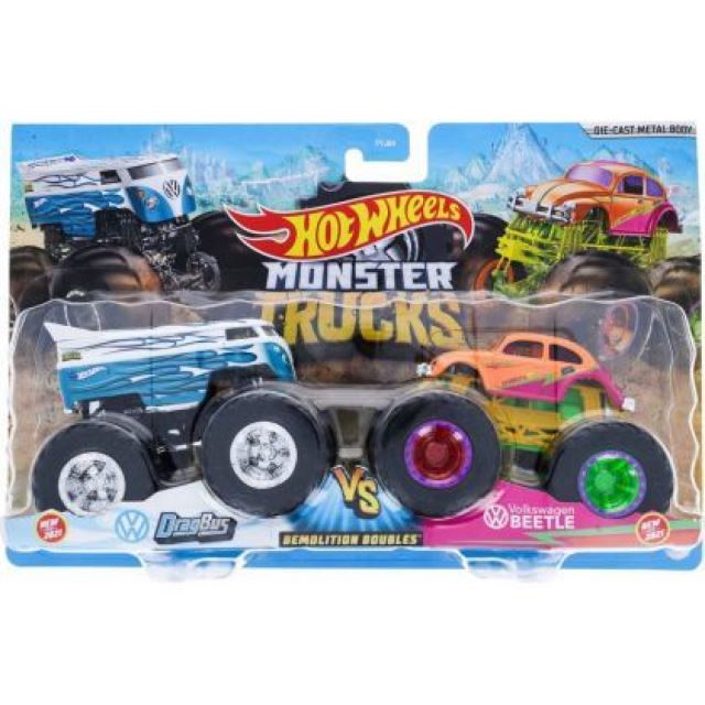 Hot Wheels® Monster Trucks Demoliční duo DragBus vs. Volkswagen Beetle, Mattel GTJ48