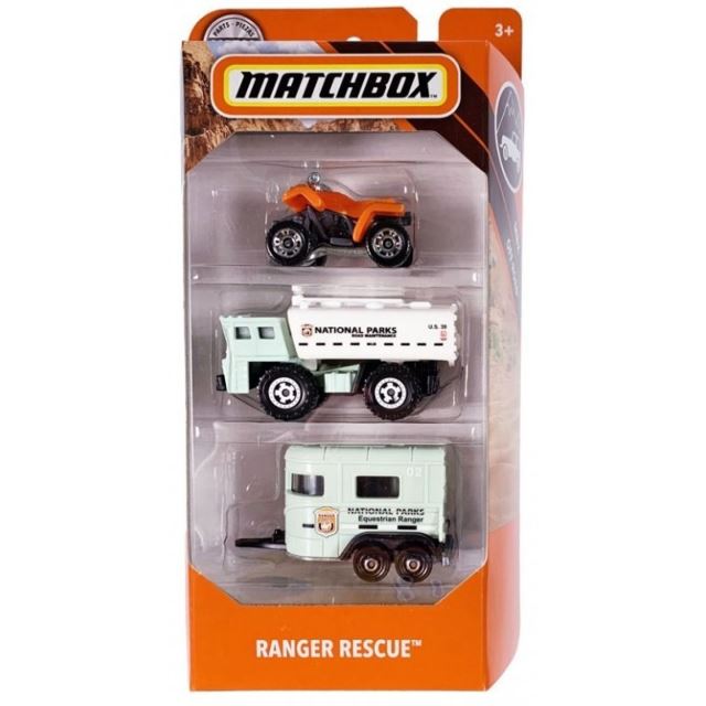 Matchbox Sada 3 angličáků Ranger rescue, Mattel FMV44
