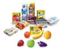 Nákupný košík s potravinami MINI OBCHOD červený (2)