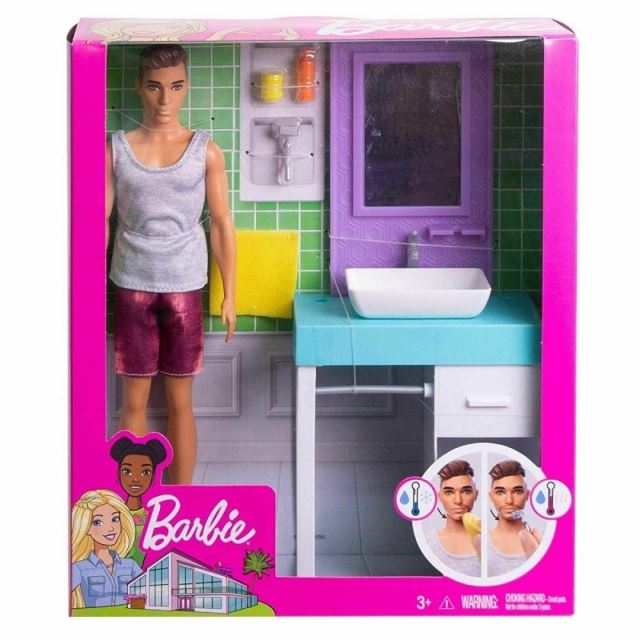 Barbie Ken s nábytkem - Koupelna, Mattel FYK53