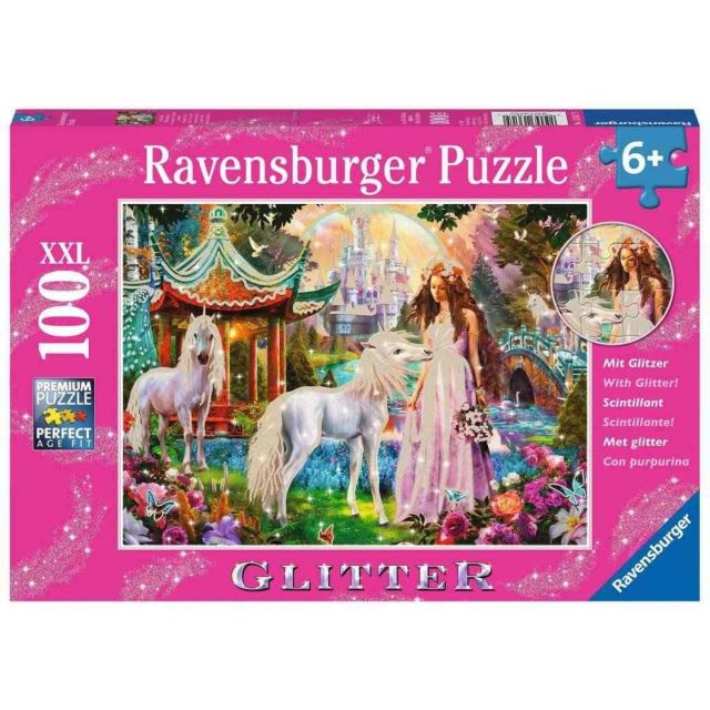Ravensburger 13617 Puzzle třpytivé Princezna s jednorožcem 100 dílků