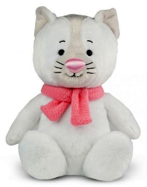 Plyšová kočička bílá s růžovým čumáčkem 25 cm