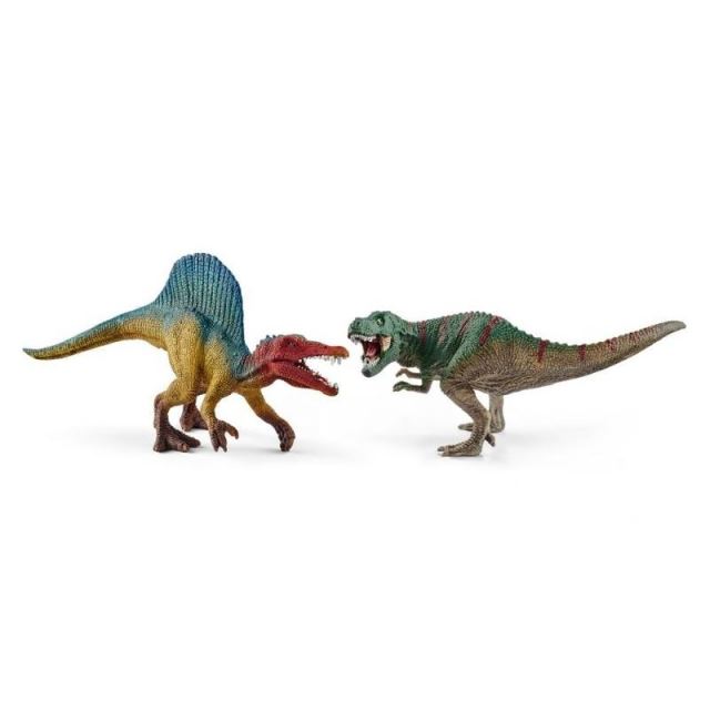 Schleich 41455 Spinosaurus a T-Rex malé figurky