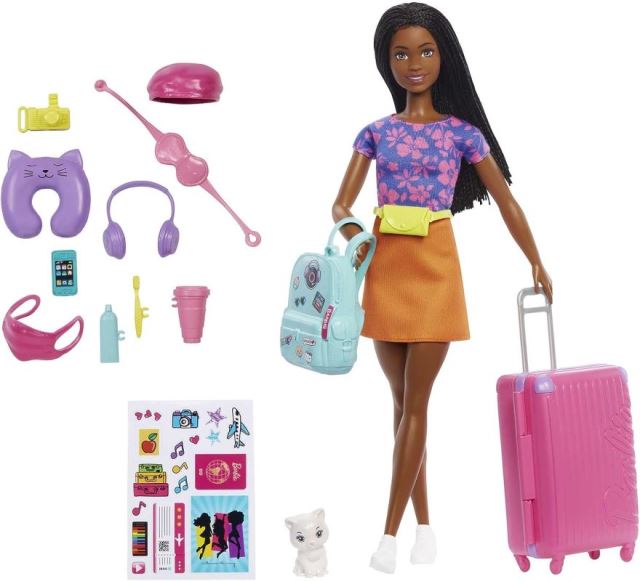 Barbie Cestovatelka brunetka s kočičkou, Mattel HGX55