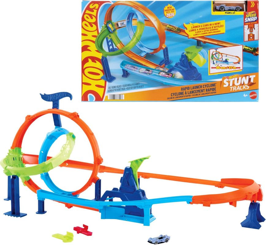Mattel hot wheels stunt tracks rapid launch cyclone, jhk73