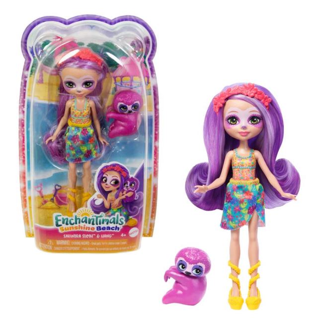 ENCHANTIMALS Sunshine Beach bábika Sabindra Sloth a Tang, Mattel HRX82