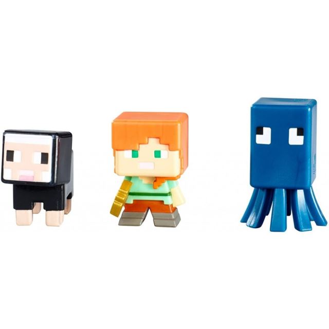 Minecraft 3ks figurky: Alex, Black sheep a Squid, Mattel CKH40