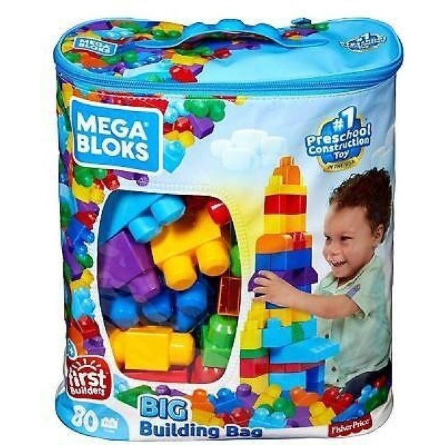 Mega Bloks First Builders Big Bag 80 kociek modrý, Mattel DCH63