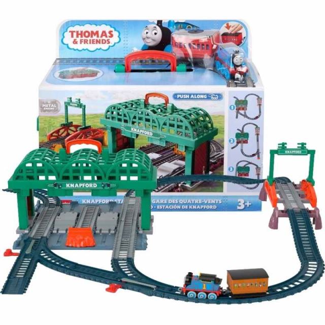 Tomáš a přátelé Stanice Knapford vláčkový set s kovovou mašinkou, Mattel HGX63