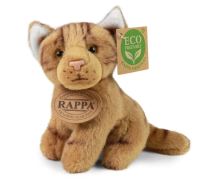 Eco-friendly plyšová kočka sedící hnědá 14 cm