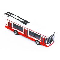 Trolejbus červený kovový 16cm (1)