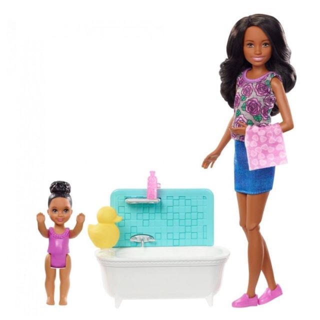 Barbie Chůva herní set v koupelně, Mattel FXH06