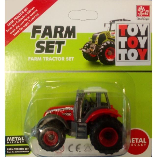 Traktor kovový 6,5 cm červený
