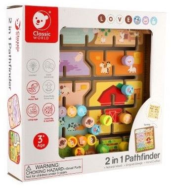 Vkládačka/edukační labyrint 2v1 dřevěný 30x30cm