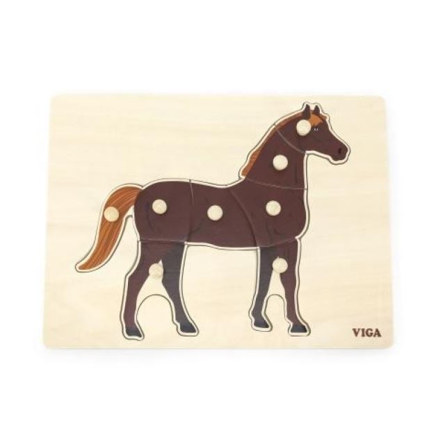 VIGA Drevená montessori vkladačka - kôň