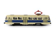 Kovová električka česká retro modrá 16 cm - otváracie dvere (2)