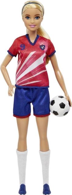 Mattel Barbie® Fotbalová panenka v červeném dresu HCN17