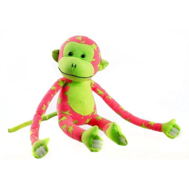 Opička svítící ve tmě růžovozelená 45 cm