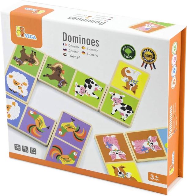 VIGA Drevené domino Zvieratká z farmy