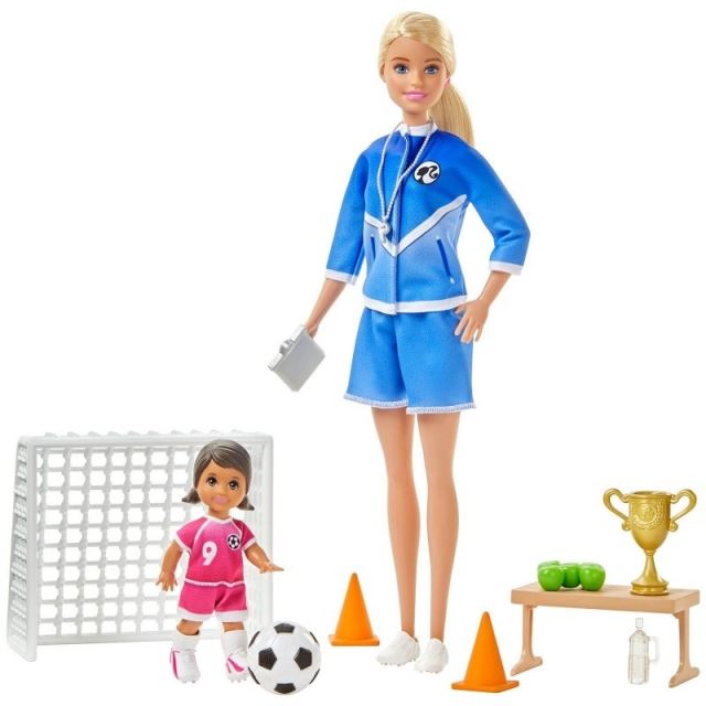 Mattel Barbie fotbalová trenérka s panenkou herní set blondýnka, GLM47