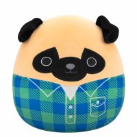 SQUISHMALLOWS Mops vo flanelovej košeli - Prince, 30 cm