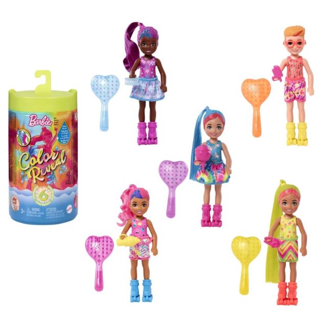 Mattel Barbie COLOR REVEAL Chelsea Neonová batika, HCC90