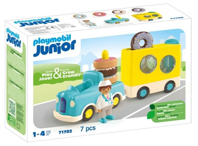 Playmobil 71702 JUNIOR: Bláznivý Donut truck s funkcí ukládání a třídění