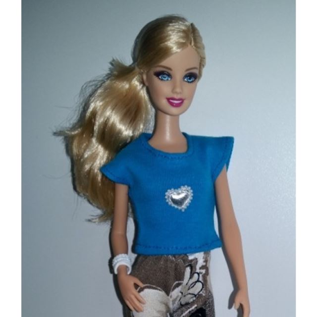 Barbie Modré tričko se srdíčkem