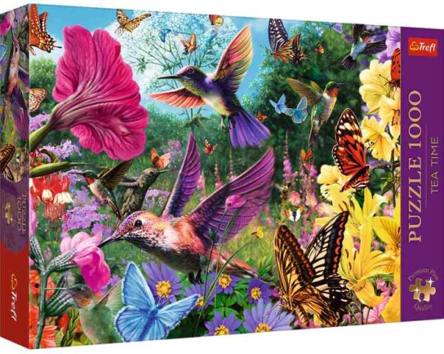 Puzzle Premium Plus: Tea Time - Záhrada s kolibríkmi 1000 dielikov, Trefl