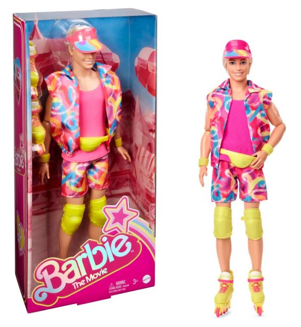 Mattel Barbie® Barbie The Movie Ken vo filmovom oblečku na kolieskových korčuliach, HRF28
