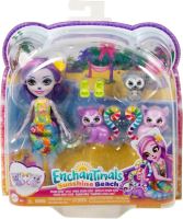ENCHANTIMALS Sunshine Beach rodinka lemurů Lorinda Lemur, Mattel HRX86 (1)