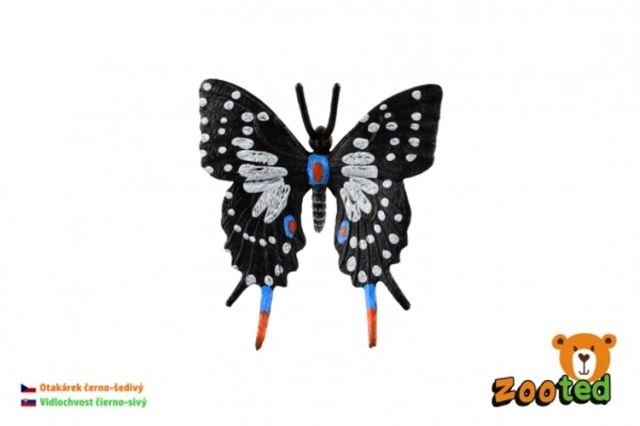 ZOOTED Motýľ tropický Papilio/vidlochvost čierno-šedivý