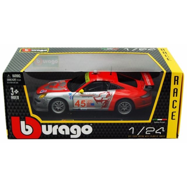 Bburago RACE PORSCE 911GT3 RSR 1:24 stříbrno-červené
